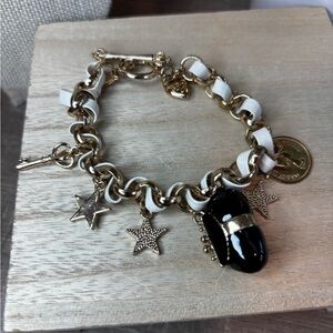 Gold and Black Eclectic Charm Bracelet